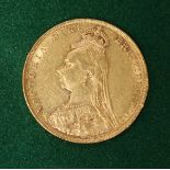 A 1891 22ct gold full sovereign.