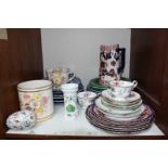 SECTION 17 & 18. Two shelves of assorted ceramics including blue and white china, a hunting tea set,