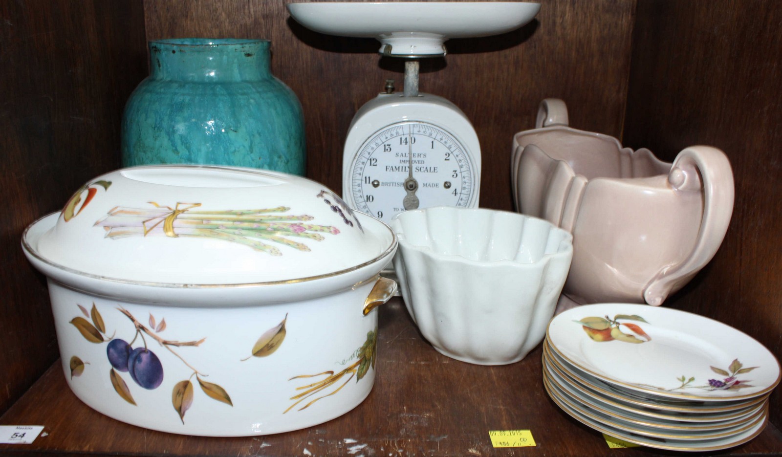 SECTIONS 53 & 54. A collection of items including Salters kitchen scales, Worcester Evesham tureen