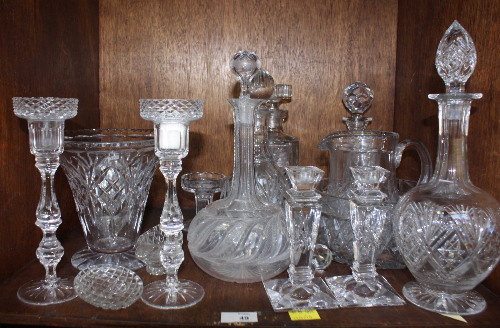 SECTION 49.  A Thomas Webb shaft-and-globe cut glass decanter, Webb-Corbet water jug and pair of