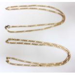 Two 9ct gold chain necklaces, one with plated clasp. 24.9 grams.