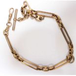 A Victorian 9ct gold Figaro type Albert chain with T bar. 29.5 grams.