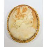 A large cameo brooch framed in 9ct gold.