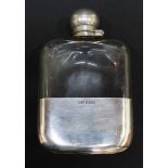 A Victorian silver and glass hip flask, hallmarked Sheffield 1899 by James Dixon & Sons.
