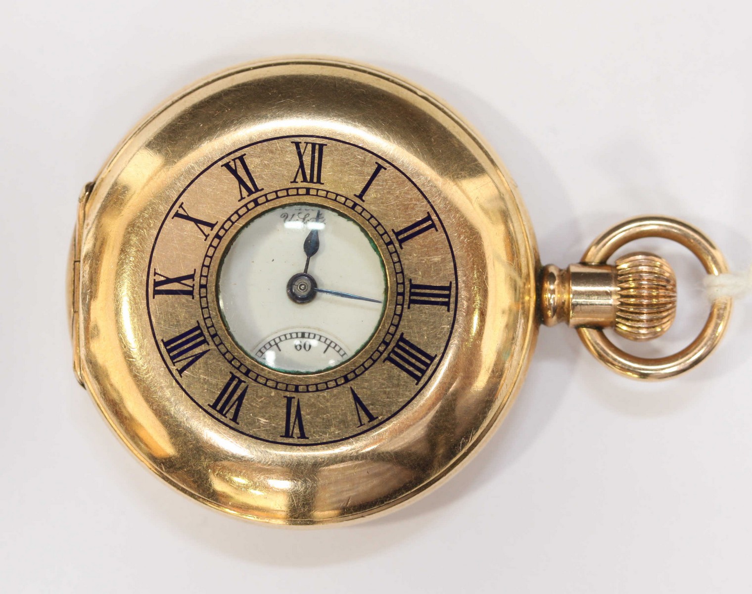 An early 20th Century gold-plated 'Waltham' ladies half-hunter pocket watch, with white dial, Arabic - Image 2 of 2
