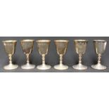 A set of six late 20th Century silver goblets, hallmarked London 1970, approx 1091 grams.