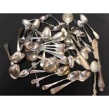 A collection of Georgian, Victorian and later silver cutlery, various dates. 27.7 oz.