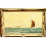 20th Century English School.  Off the Needles, IOW, sailing boat and other shipping, unsigned, oil