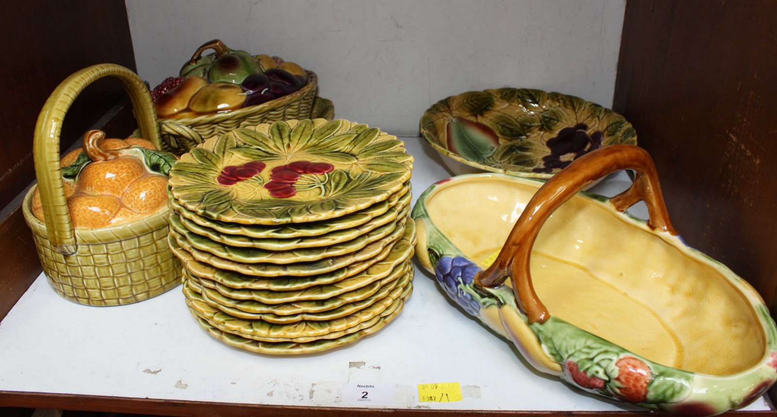 SECTION 2. A collection of Sarreguemines pottery fruit plates and tureens.