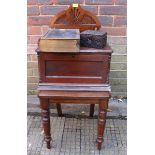 A 19th century stained oak hall chair, The History of England book, Japanese patinated metal