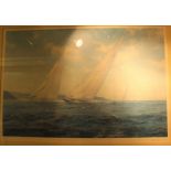 Steven Dews (20th Century) J-class yachts racing off Cowes, signed in pencil, limited edition