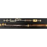 A 19th century rosewood piccolo with ivory embouchure and nickel keys, 31cm overall, together with a