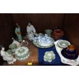 SECTION 43.  Various ceramics including a Crown Derby dish, Chinese pottery figures, Jasperware etc