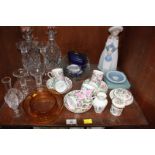 SECTION 46. A collection of assorted ceramics and glass including a Nao figure, Dartington