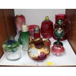 SECTION 27. A collection of assorted glassware including cranberry glass and other items including a