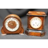 An early 20th century Camera Kuss & Co stained walnut and ebonised mantel clock, with eight-day