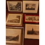 A collection of six 19th century hand coloured topographical prints including: Mount St. Thomas Near