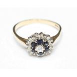 WITHDRAWN: A 9ct gold tiered, claw set sapphire and diamond cluster ring, total approx weight of