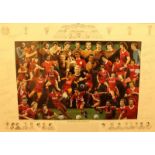Football. 'Legends of Anfield' a signed football print, Number 705/2000. 56 x 81 cm.