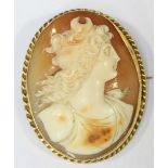 A cameo brooch framed in 15ct gold weighing approx total of 17.5 grams.