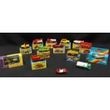 A collection of ten boxed Matchbox toy cars in excellent condition, together with two other boxed