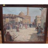 G.L. Micheler (early 20th century)  'Deir-ez-Zor', a street scene of the Syrian city with figures in