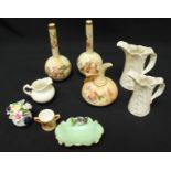 A collection of Royal Worcester including a blush ivory jug painted with flowers and pair of ivory