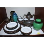SECTION 3. A Denby brown glazed part tea and coffee set a Bretby vase and other ceramics.