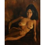 Vera Pegrum (1914-1988) British.  A study of a nude reclining woman. Signed. Oil on canvas. 60 x