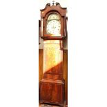 A George III mahogany eight day long case clock by W. Sutcliffe of Barnsley, the arched top