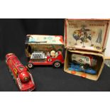 Toys. A Japanese tin plate 'Roadster' sports car in box, together with a 'Moon Explorer' spaceship