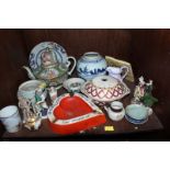 SECTION 39.  A Canton porcelain teapot, Chinese ginger jar and Samson "gold anchor" figure group and