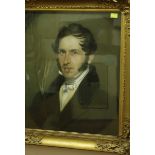 19th century English School, a head and shoulders portrait of a gentleman in white neck tie on a