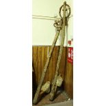 Two very large and heavy 18th or 19th century wrought iron plough type anchors, recovered from the