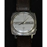 A Seiko DX automatic gentleman's wrist watch, with cushion shaped case, silver dial with stud