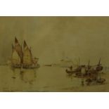 Ernest Rialton, late 19th / early 20th century, Sailing boats in Venice with St Marks in the