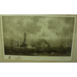 Percy Spence (1868-1933) Australian HMS Queen Elizabeth and other ships, black and white print,