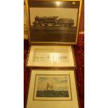 A Southern Railway framed photo of 'Eton' locomotive, together with a William Wyllie reproduction