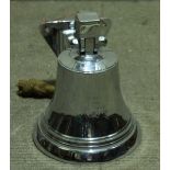 A chromed ships bell, engraved 'Metal from HMS Tiger Jutland 1916', complete with hanger and