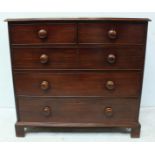 A 19th century mahogany chest of two short and three long graduated drawers, with original cock-