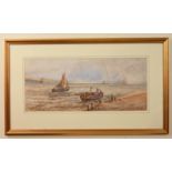Fishing boats in an estuary, watercolour, bears signature 'T.B. Hardy', dated (18)79, 23 x 54 cm (
