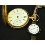 A gold plated full hunter pocket watch, the white dial reading 'G.W.A Lange & Son Victoria B.C,'