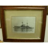 Jean Geiser (1848-1943), an original printed-on-silk photograph of Dreadnaught in Alger Harbour,