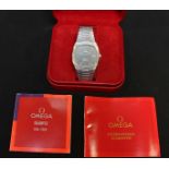 A gentleman's Omega Seamaster cal.1342 stainless steel quartz wrist watch, with cushion shaped case,