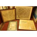 Four printed maps including one of Normandy titled, 'Carte de Normandie,' another of France,