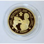 A 1997 Queen Elizabeth and Philip gold £25 coin. 7.79 grams.