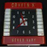 A Smiths electric Bakelite advertising wall clock 'Craven 'A' Never Wary' cigarettes.