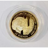 A 1997 Queen Elizabeth and Philip gold £25 coin. 7.79 grams.