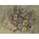 Edith Buxton.  (20th century), Still life of daisies and cornflowers, signed, watercolour on
