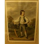 L. Busiere. Portrait of Lewis Cage playing cricket, mezzotint, produced by Henry Graves, signed.